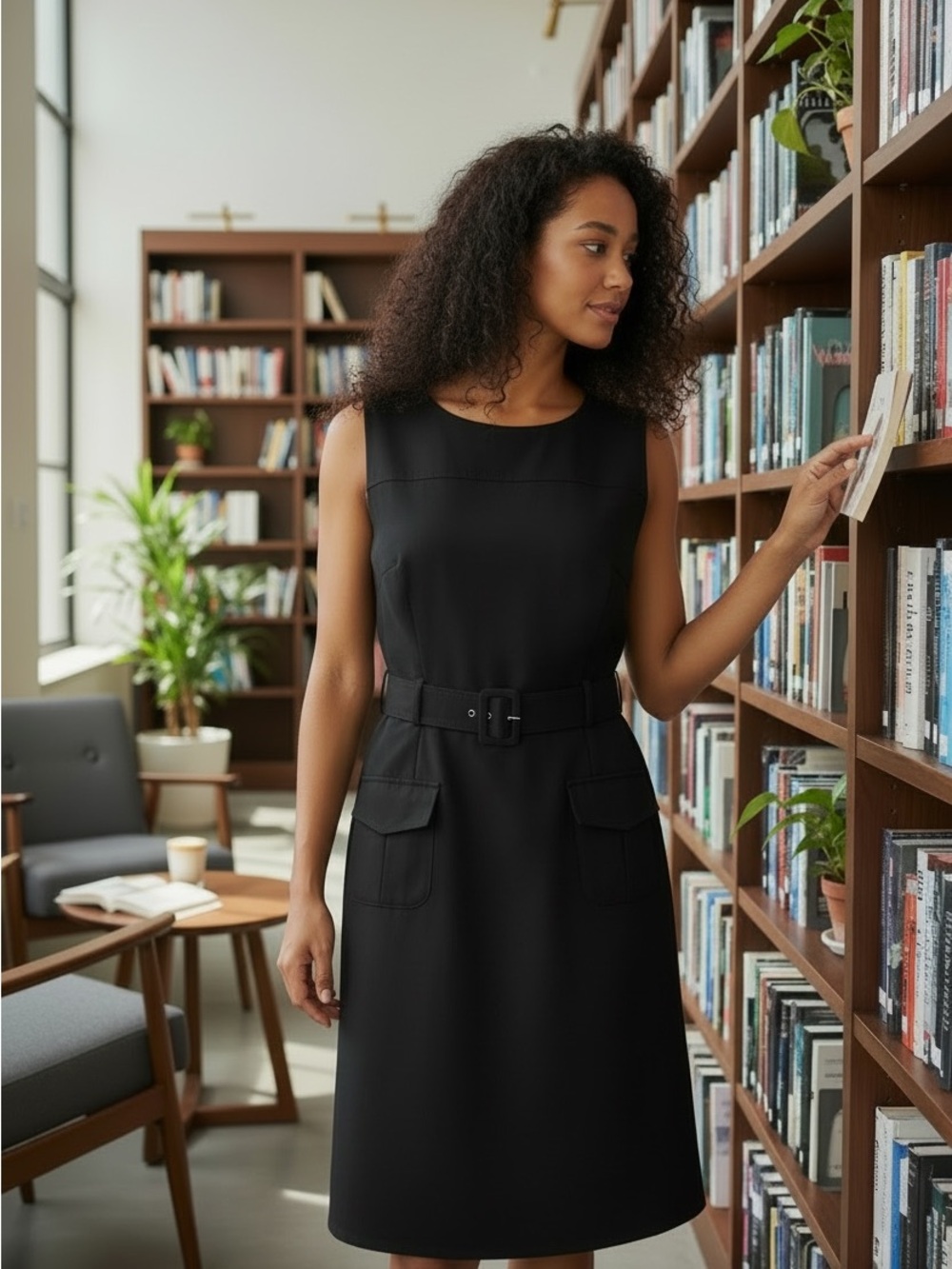 Merona  Sleeveless Black Belted Dress and NewYork & co jacket sz 16